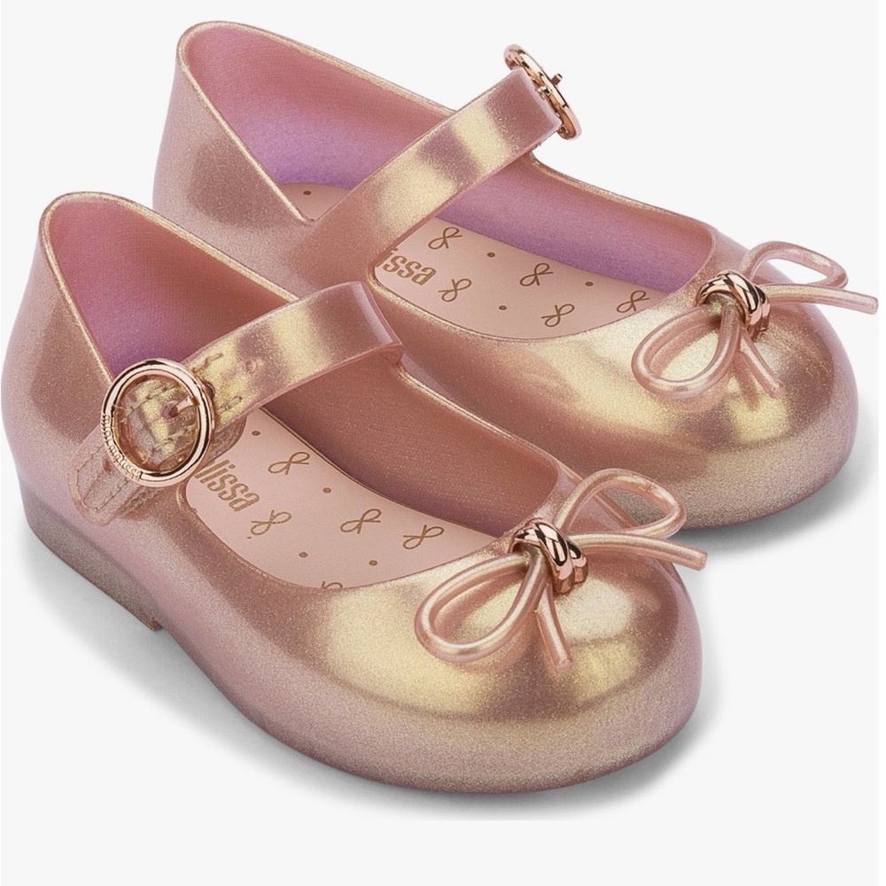 Mini Melissa Sweet Love Mary Jane Flat in Rose Gold Light Pink